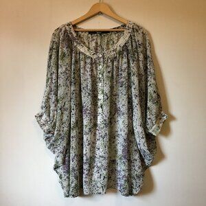 Kensie Abstract Paint Splatter Dolman Sleeve Blouse